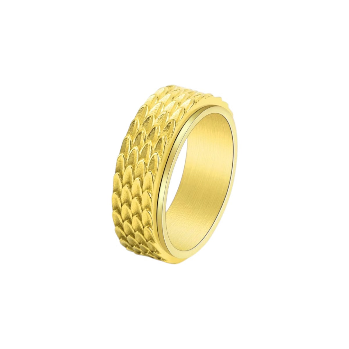 Women’s Wide Ring with Scaly Structure and Rotatable Band