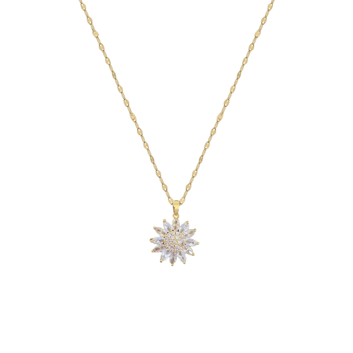 Women’s Sunflower Pendant Necklace with Multiple Stone Accents