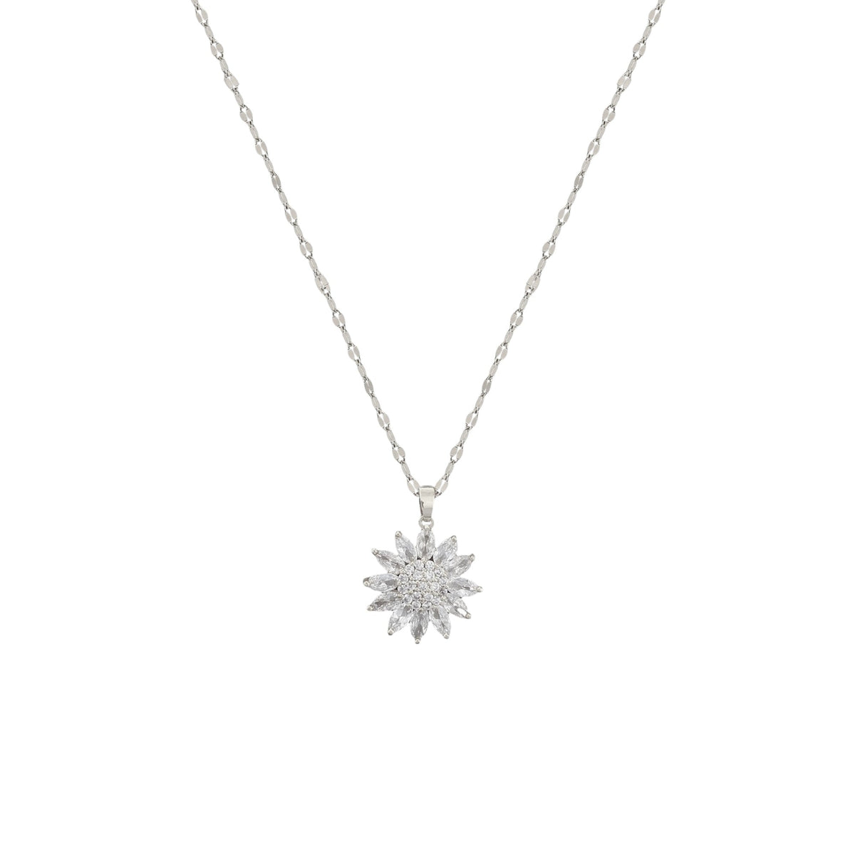 Women’s Sunflower Pendant Necklace with Multiple Stone Accents