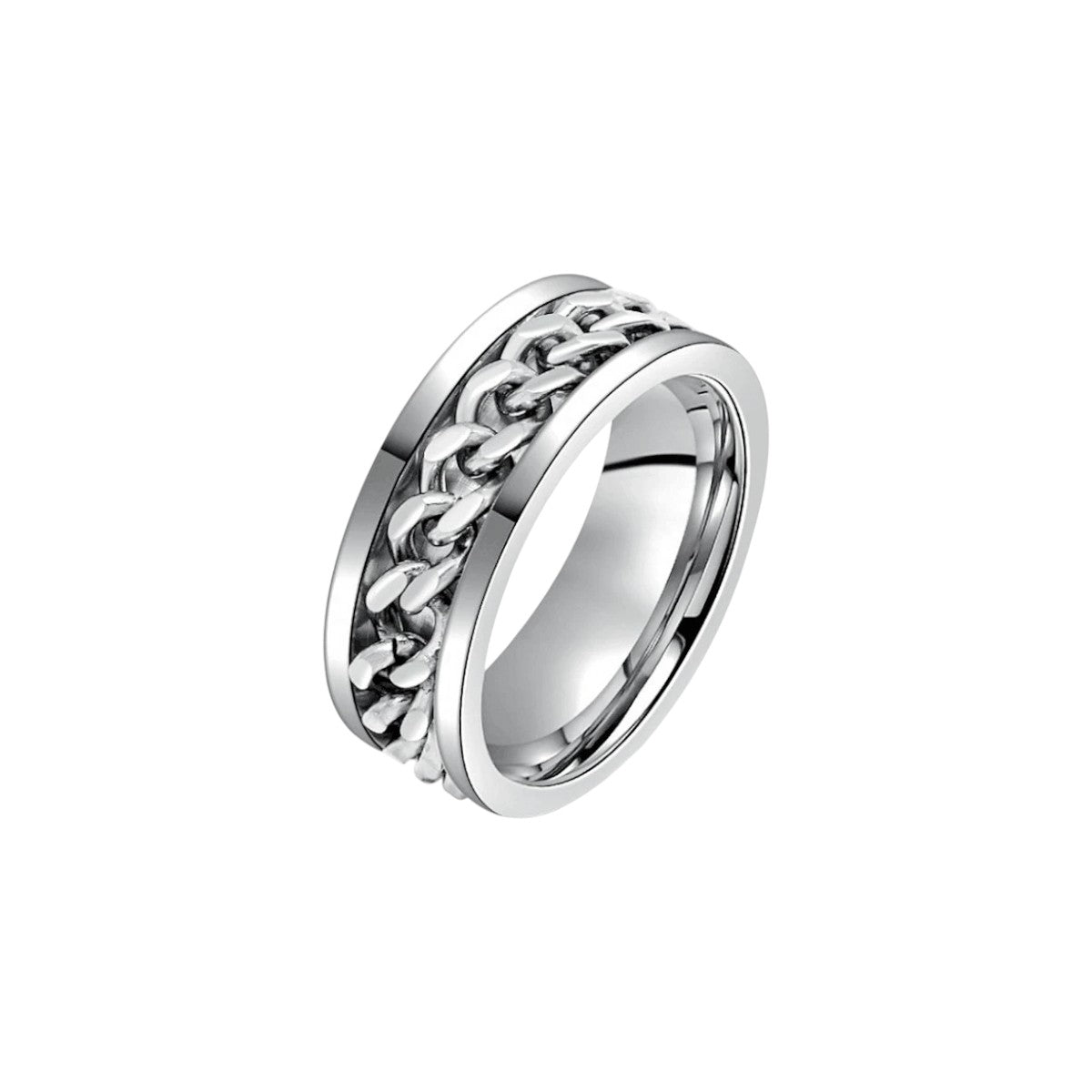 Women’s Ring with Rotatable Chain Link Design