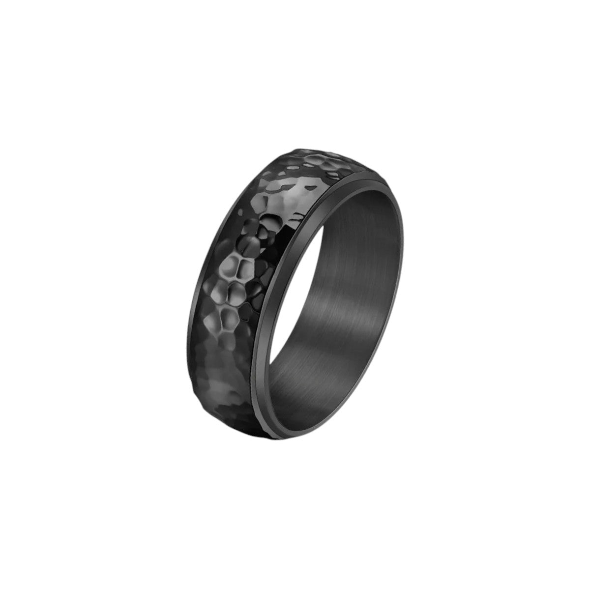 Women’s Wide Ring with Hammered Surface and Rotatable Band