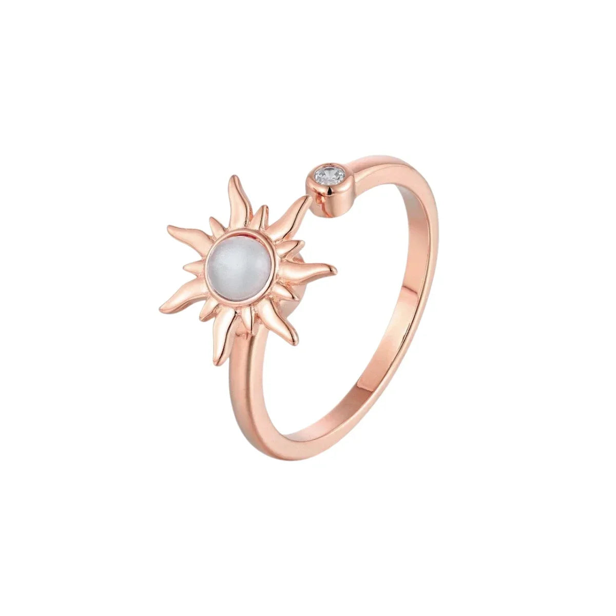 Women’s Adjustable Anti-Stress Ring with Sun Motif and Rotatable Detail