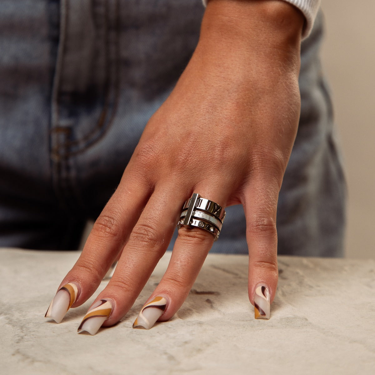 Isabelle – Triple stacked ring with sparkling stones