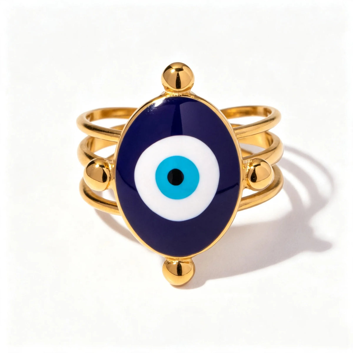 Women's Statement Ring with Lapis Lazuli and Evil Eye Motif