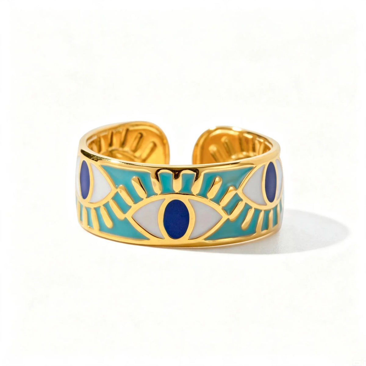 Women's Statement Ring with Lapis Lazuli and Evil Eye Motif