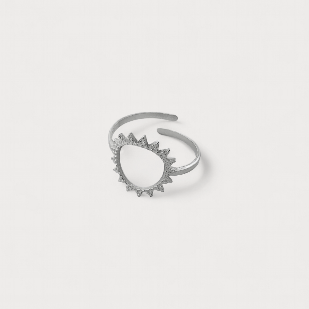 Women’s Adjustable Open Ring with Sun Motif and Ray Border