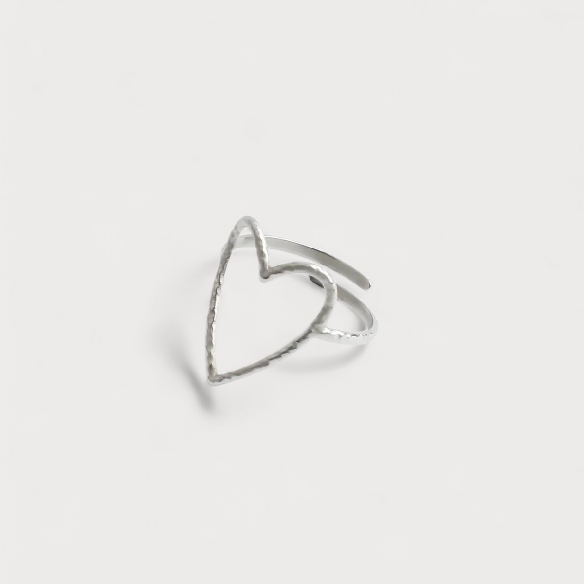 Women’s Adjustable Open Ring with Heart Motif and Multilayer Design