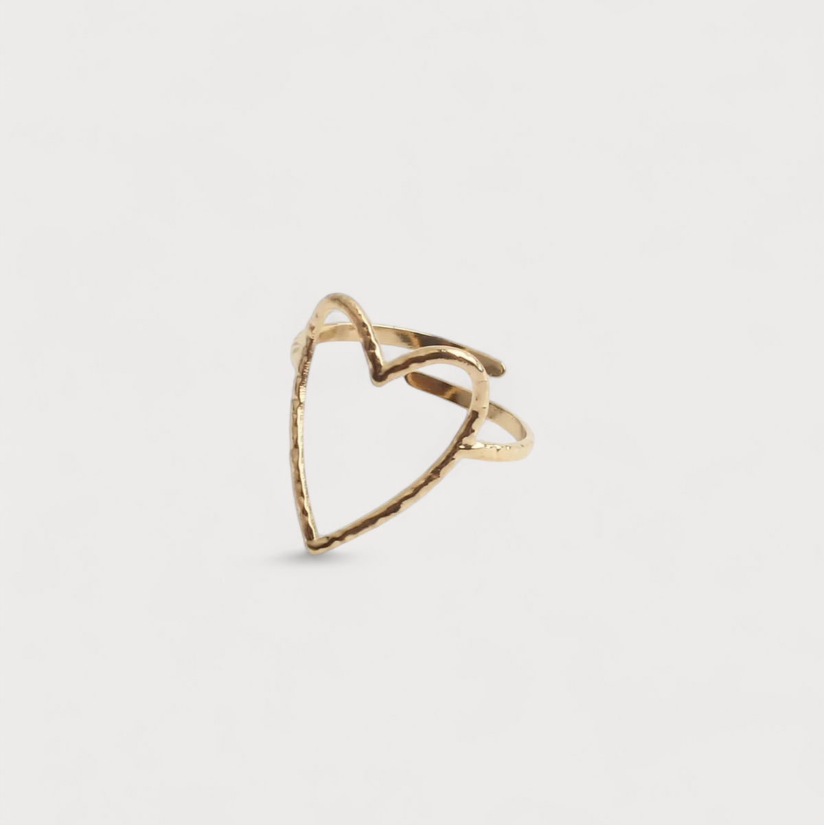 Women’s Adjustable Open Ring with Heart Motif and Multilayer Design