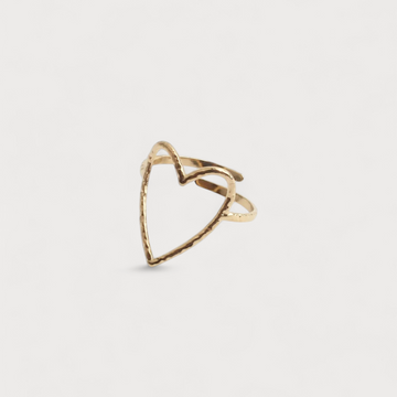Women’s Adjustable Open Ring with Heart Motif and Multilayer Design