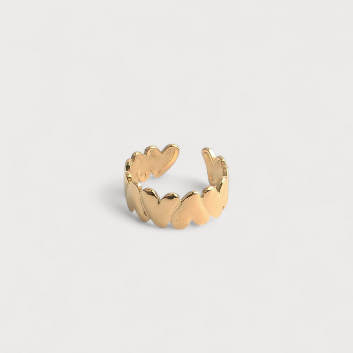 Women’s Adjustable Wide Ring with Overlapping Leaf Design