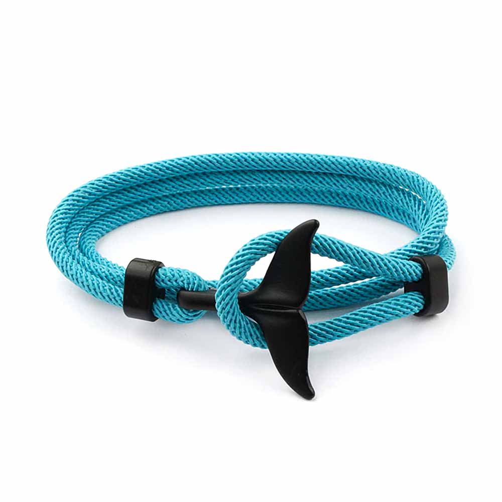 Women’s Adjustable Bracelet with Whale Fin Motif and Braided Cord