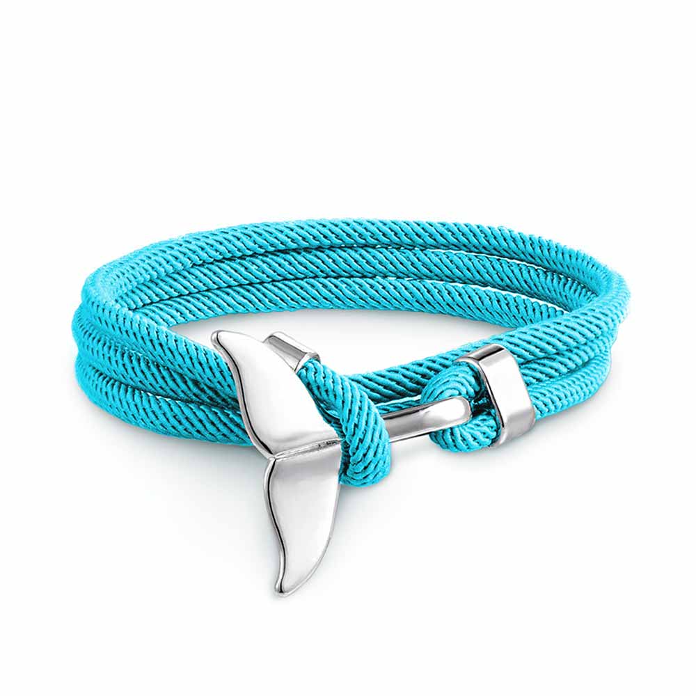 Women’s Adjustable Bracelet with Whale Fin Motif and Braided Cord