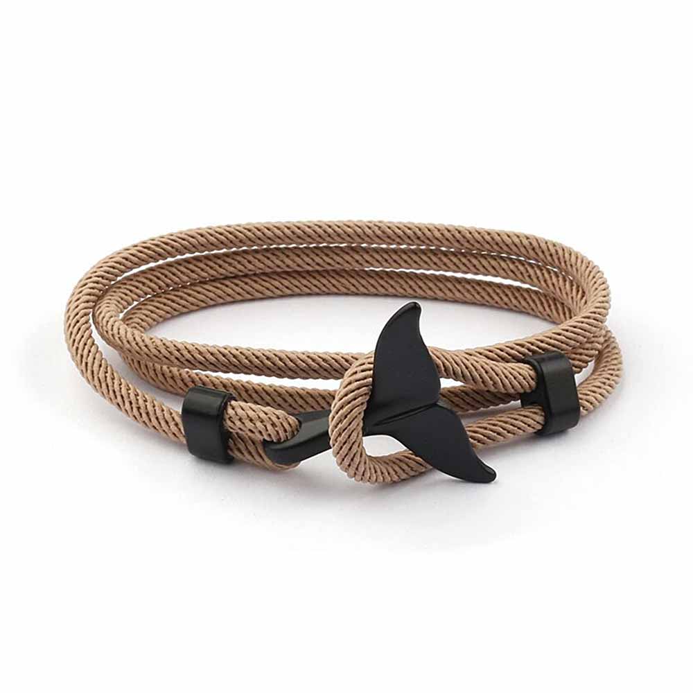 Women’s Adjustable Bracelet with Whale Fin Motif and Braided Cord