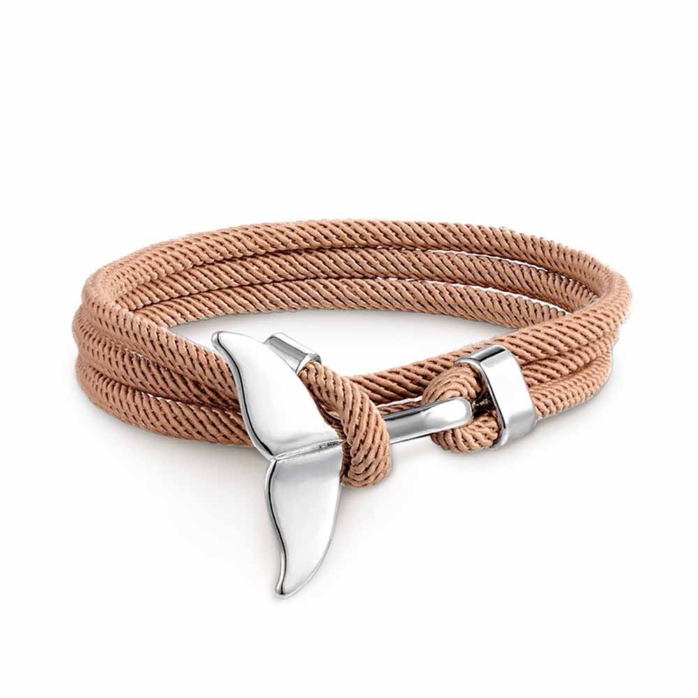 Women’s Adjustable Bracelet with Whale Fin Motif and Braided Cord