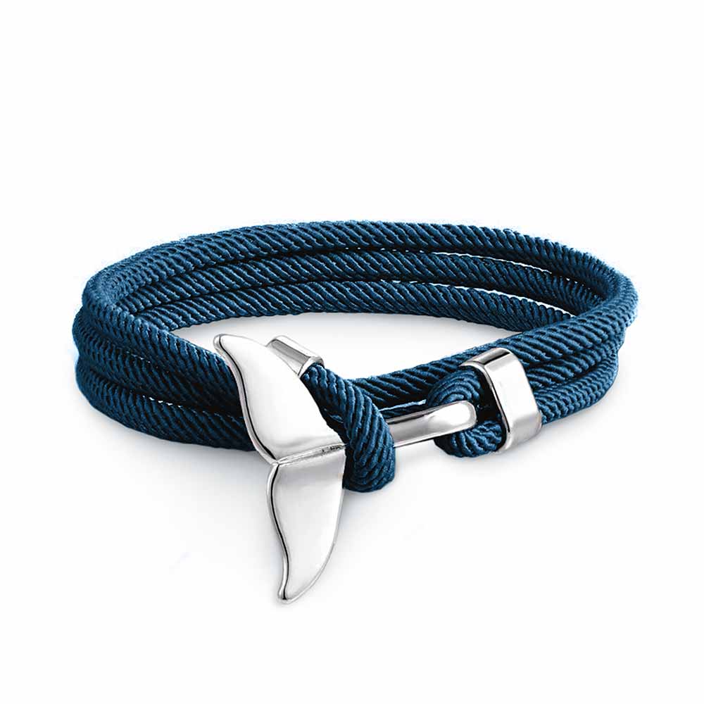 Women’s Adjustable Bracelet with Whale Fin Motif and Braided Cord