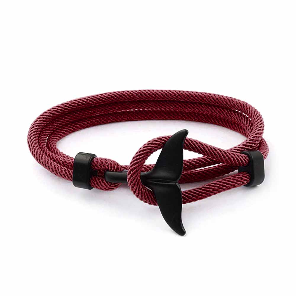 Women’s Adjustable Bracelet with Whale Fin Motif and Braided Cord