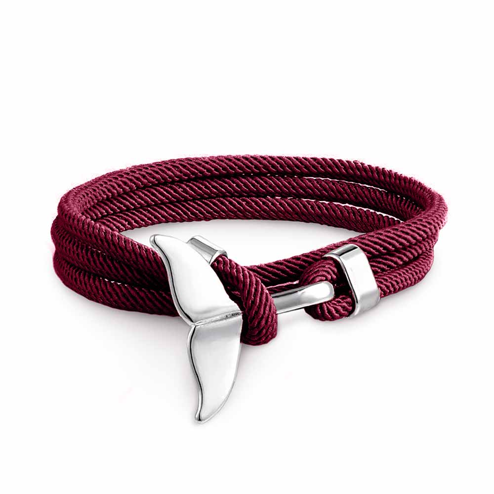 Women’s Adjustable Bracelet with Whale Fin Motif and Braided Cord