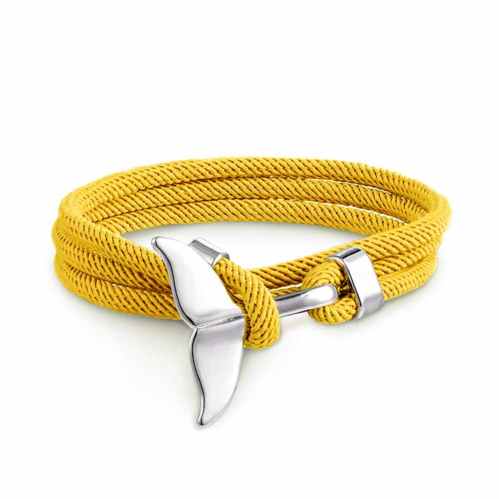 Women’s Adjustable Bracelet with Whale Fin Motif and Braided Cord